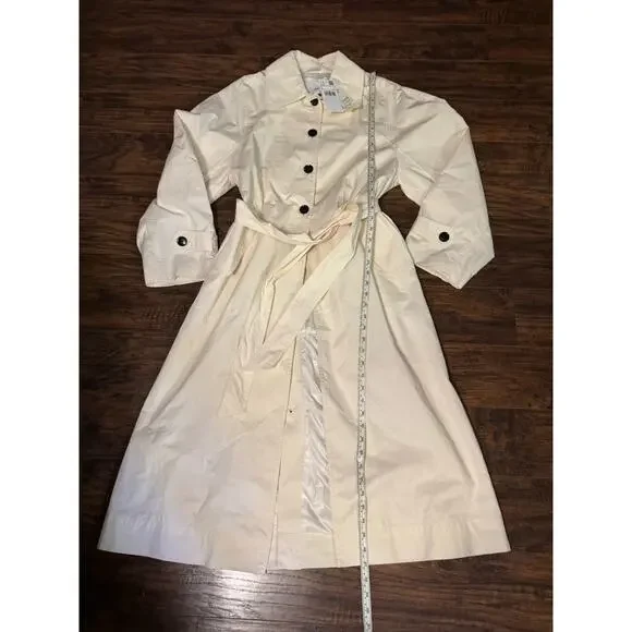 MNG Mango Trench Belted coat Womens Ivory Double Breasted Classic Sz:L - Picture 7 of 9